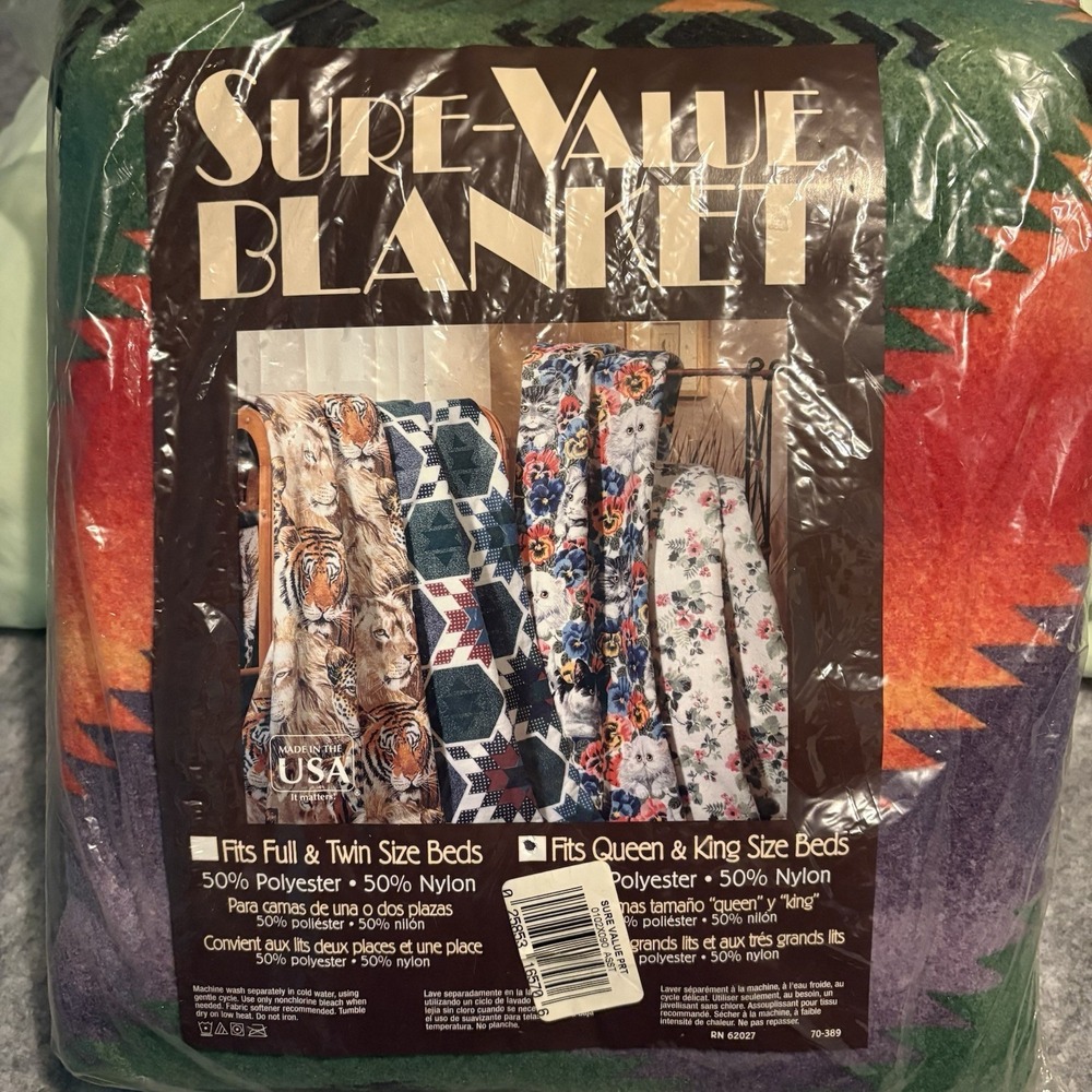 Navajo Queen Or King Size Blanket New Made In USA Sure Value New‎ Sealed Vibrant